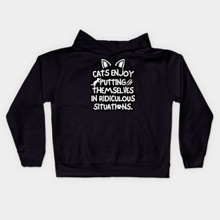 Cats enjoy putting themselves in ridiculous situations Kids Hoodie